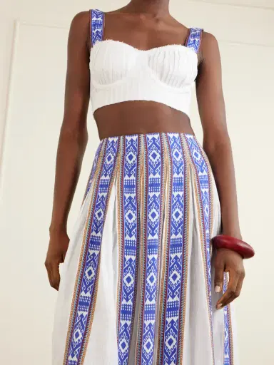 Emporio Sirenuse Aurelia Pleated Printed Linen Midi Skirt | Thumbnail 4 Emporio Sirenuse Aurelia Pleated Printed Linen Midi Skirt | Thumbnail 4