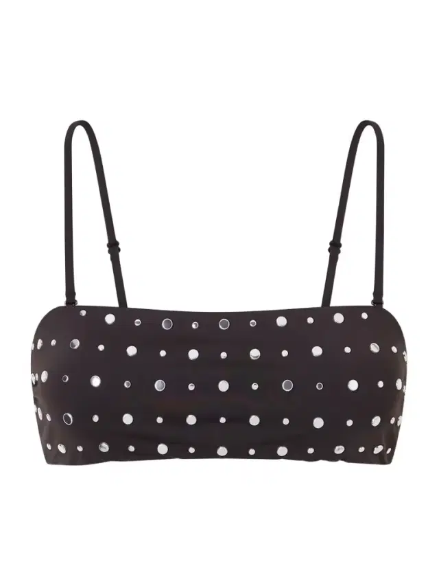 Staud Sara Strapless Studded Bikini Top