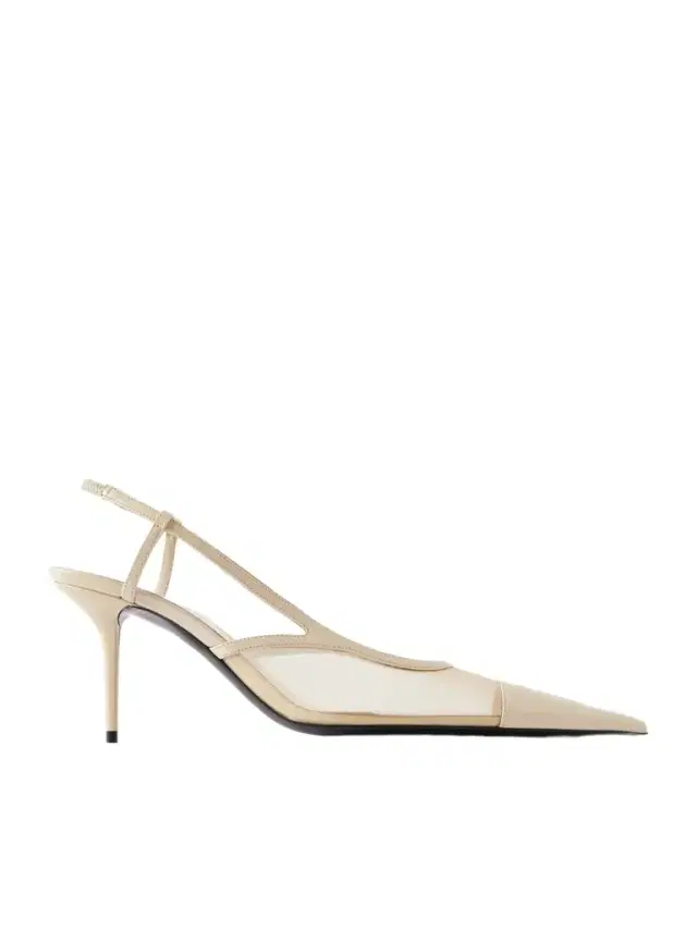 Renée Cassandre-embroidered Patent Leather-trimmed Mesh Slingback Pumps