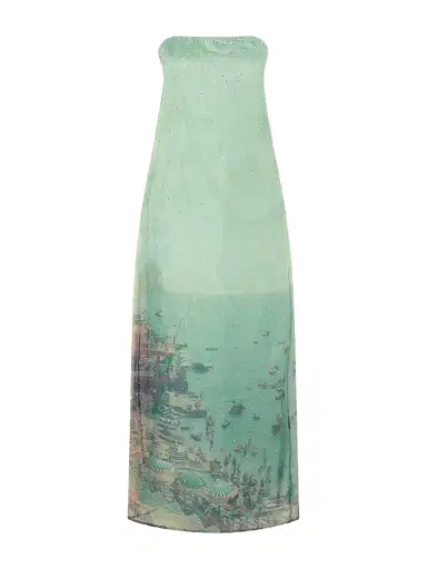 Staud Amara Strapless Printed Organza Maxi Dress | Thumbnail 1 Staud Amara Strapless Printed Organza Maxi Dress | Thumbnail 1