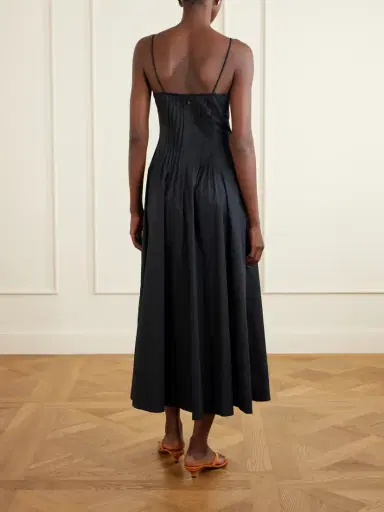 Staud Margi Ruffled Pleated Cotton-stretch Poplin Midi Dress | Thumbnail 3 Staud Margi Ruffled Pleated Cotton-stretch Poplin Midi Dress | Thumbnail 3