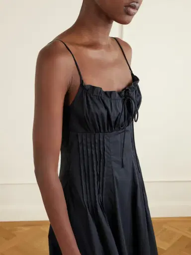 Staud Margi Ruffled Pleated Cotton-stretch Poplin Midi Dress | Thumbnail 4 Staud Margi Ruffled Pleated Cotton-stretch Poplin Midi Dress | Thumbnail 4