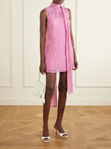Staud Albee Bead-embellished Crinkled Modal-blend Organza Mini Dress | Thumbnail 2