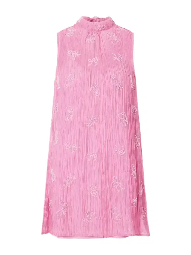 Staud Albee Bead-embellished Crinkled Modal-blend Organza Mini Dress