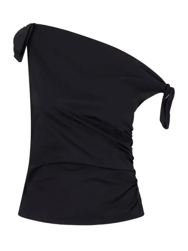 Staud Bellaria Asymmetric Knot-detailed Cotton-blend Poplin Top