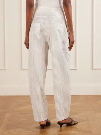 TOTEME Pleated Striped Cotton And Silk-blend Straight-leg Pants | Thumbnail 4 TOTEME Pleated Striped Cotton And Silk-blend Straight-leg Pants | Thumbnail 4