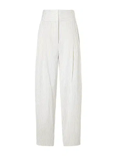 TOTEME Pleated Striped Cotton And Silk-blend Straight-leg Pants | Thumbnail 1 TOTEME Pleated Striped Cotton And Silk-blend Straight-leg Pants | Thumbnail 1
