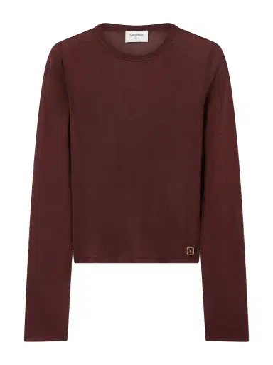 Saint Laurent Cassandre-embellished Knit T-shirt | Thumbnail 1 Saint Laurent Cassandre-embellished Knit T-shirt | Thumbnail 1