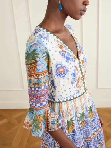 Emporio Sirenuse Bella Pleated Printed Cotton Maxi Dress | Thumbnail 4 Emporio Sirenuse Bella Pleated Printed Cotton Maxi Dress | Thumbnail 4