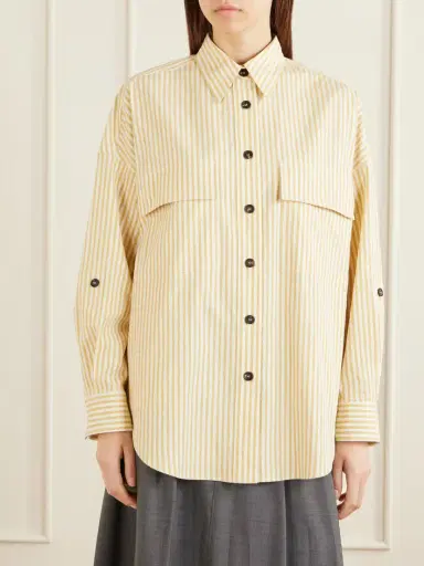 Brunello Cucinelli Striped Printed Cotton-blend Shirt | Thumbnail 3