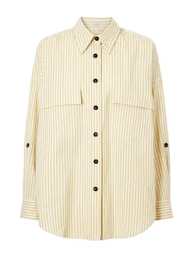 Brunello Cucinelli Striped Printed Cotton-blend Shirt | Thumbnail 1