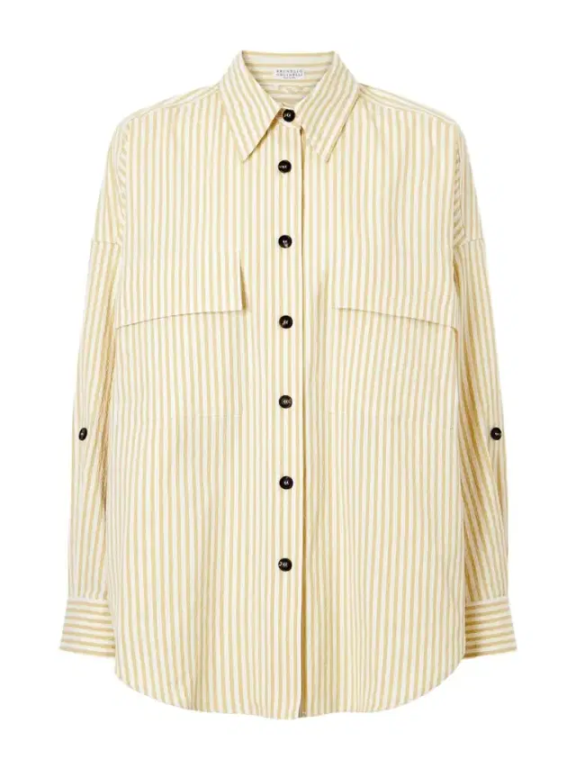 Brunello Cucinelli Striped Printed Cotton-blend Shirt
