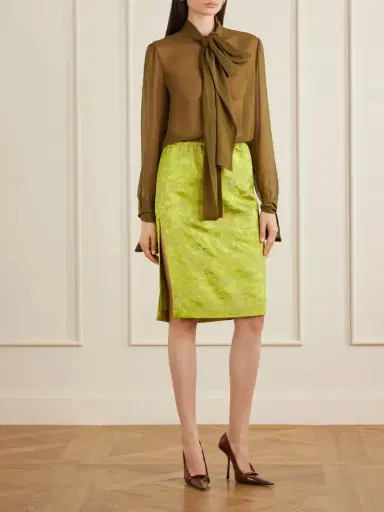 Saint Laurent Floral-brocade Midi Skirt | Thumbnail 2