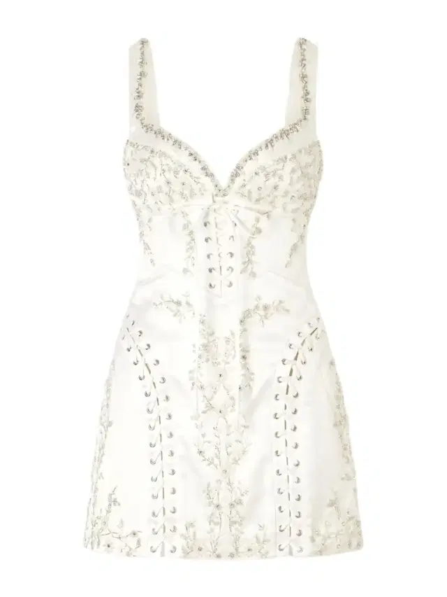 Bridal Brigette Embellished Lace-up Satin Mini Dress