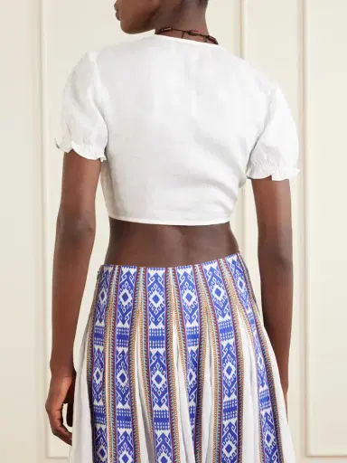Emporio Sirenuse Poppy Knotted Linen Cropped Top | Thumbnail 4 Emporio Sirenuse Poppy Knotted Linen Cropped Top | Thumbnail 4