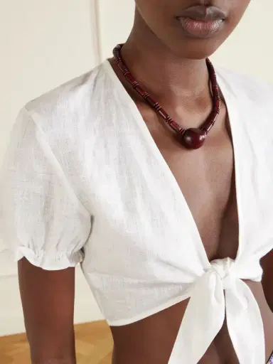 Emporio Sirenuse Poppy Knotted Linen Cropped Top | Thumbnail 5 Emporio Sirenuse Poppy Knotted Linen Cropped Top | Thumbnail 5