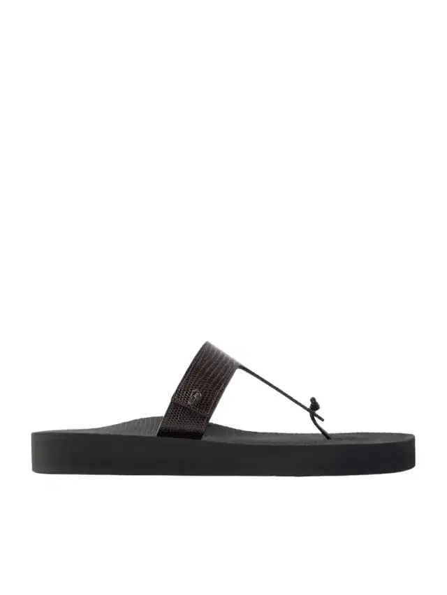 CHRISTEN Edge Lizard-effect Leather Flip Flops