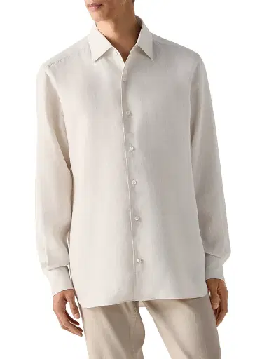 Zegna Men's Oasi Lino Shirt - Light Beige - Size XXL | Thumbnail 2