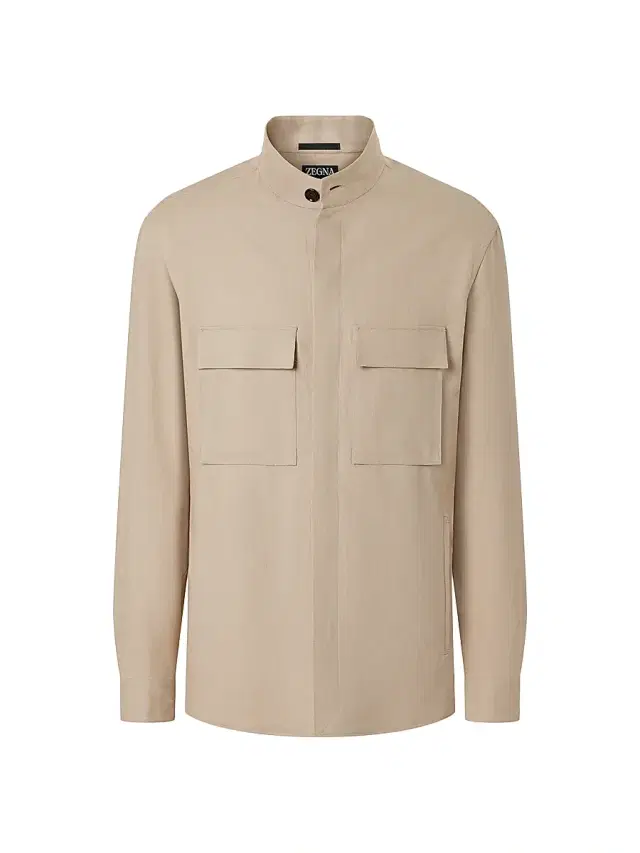 ZEGNA Men's Oasi Lino Overshirt - Light Taupe