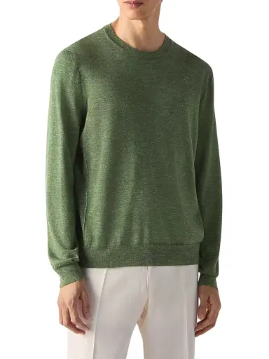 Zegna Men's Silk Cashmere and Linen Crewneck Sweater | Thumbnail 2 Zegna Men's Silk Cashmere and Linen Crewneck Sweater | Thumbnail 2