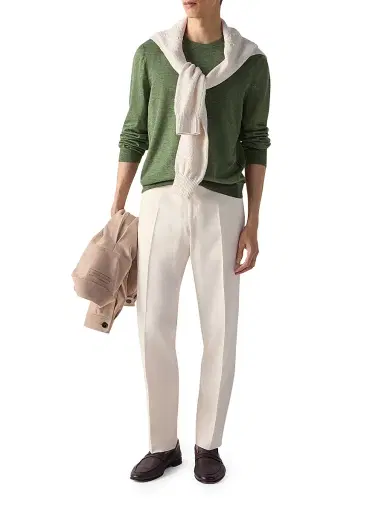 Zegna Men's Silk Cashmere and Linen Crewneck Sweater | Thumbnail 6 Zegna Men's Silk Cashmere and Linen Crewneck Sweater | Thumbnail 6