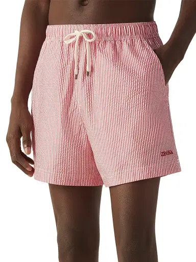 Zegna Men's Striped Swim Trunks - Dark Pink - Size Medium | Thumbnail 2