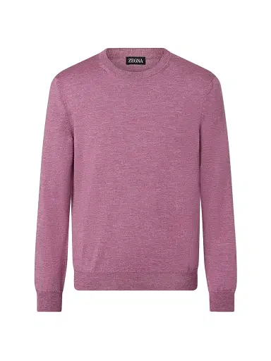 Zegna Men's Silk Cashmere and Linen Crewneck Sweater - Pink Melange - Size 48 | Thumbnail 1