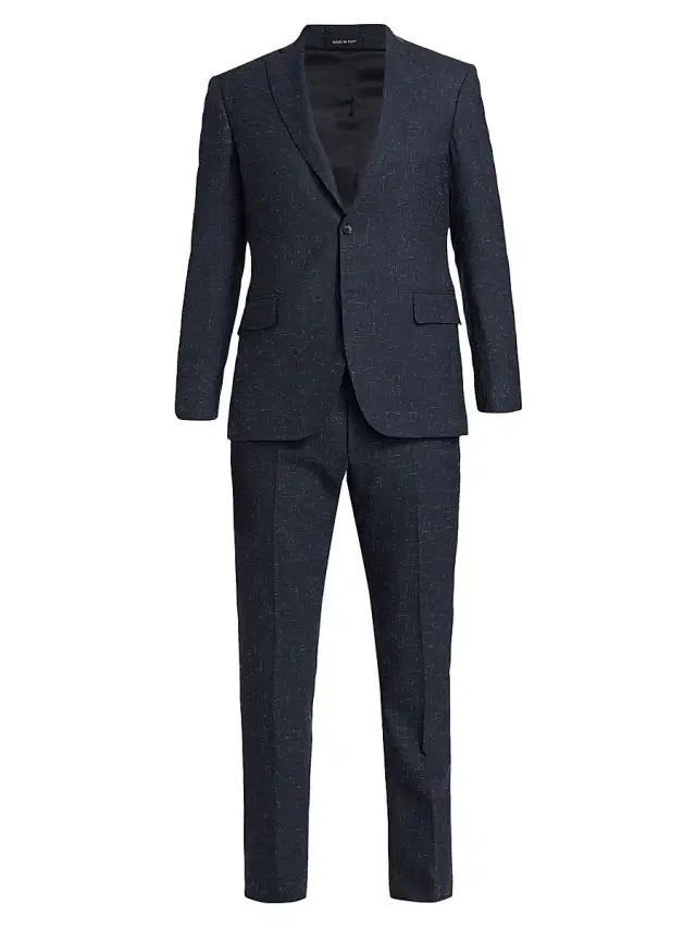 Saks Fifth Avenue Men's COLLECTION Spacedye Wool Suit - Navy Blazer