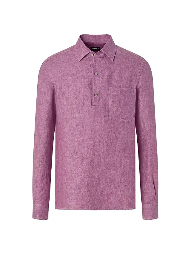 ZEGNA Men's Oasi Lino Polo Shirt - Pink