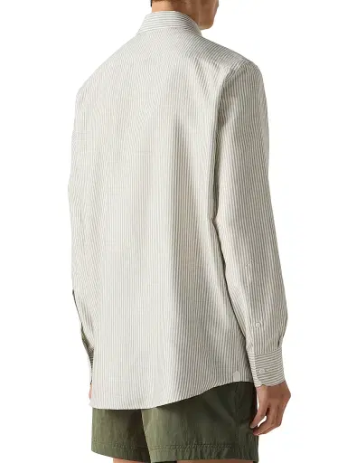 Zegna Men's Silk Shirt - Pine Green White - Size XL | Thumbnail 3