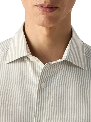Zegna Men's Silk Shirt - Pine Green White - Size XL | Thumbnail 4