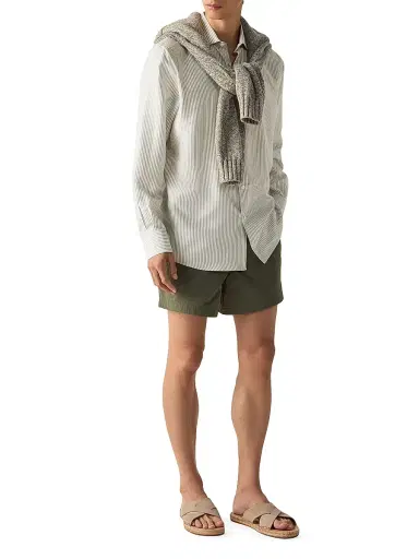 Zegna Men's Silk Shirt - Pine Green White - Size XL | Thumbnail 5