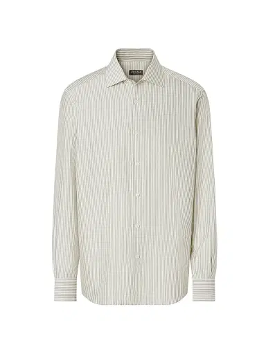 Zegna Men's Silk Shirt - Pine Green White - Size XL | Thumbnail 1