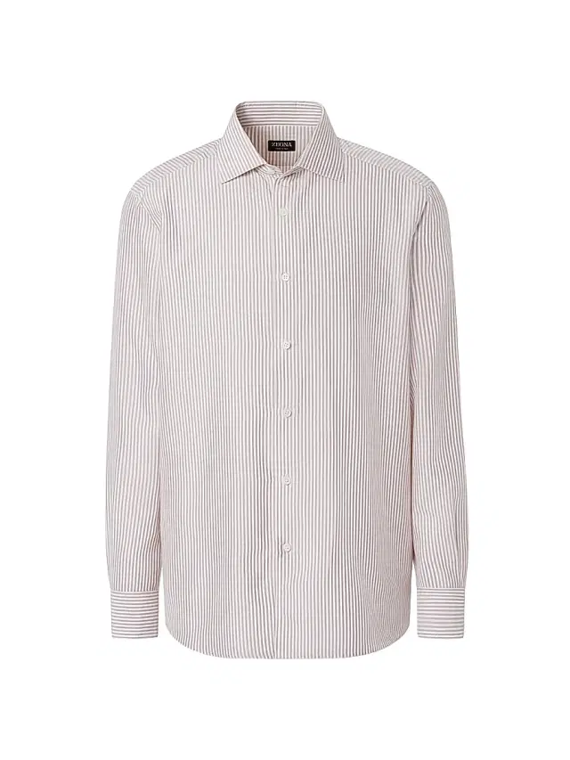 ZEGNA Men's Silk Shirt - Pink White