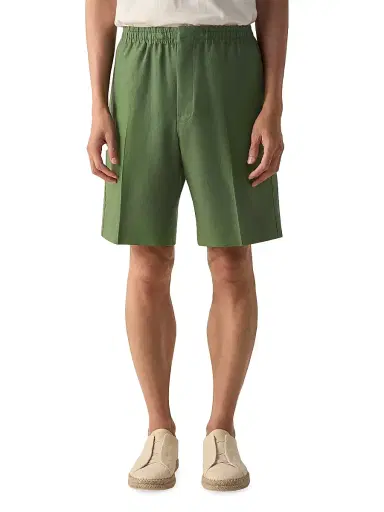 Zegna Men's Oasi Lino Shorts - Pine Green - Size 40 | Thumbnail 2