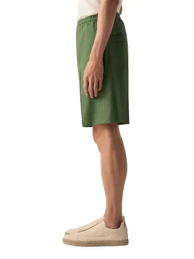 Zegna Men's Oasi Lino Shorts - Pine Green - Size 40 | Thumbnail 3