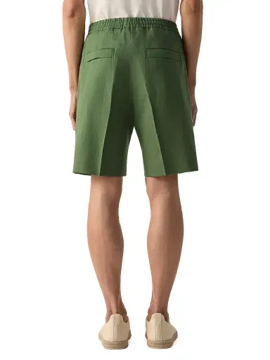 Zegna Men's Oasi Lino Shorts - Pine Green - Size 40 | Thumbnail 4