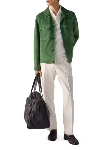 ZEGNA Men's Leather Blouson Jacket - Pine Green | Thumbnail 6