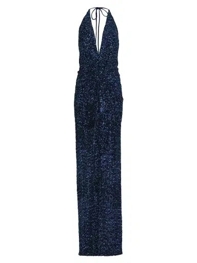 Silvia Tcherassi Women's Aiko Sequined Halter Gown - Navy - Size Medium | Thumbnail 1