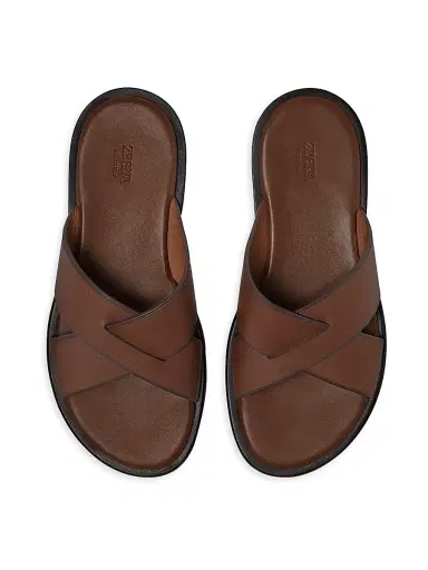 Zegna Men's Leather Sandals - Almond Brown - Size 11.5 | Thumbnail 4 Zegna Men's Leather Sandals - Almond Brown - Size 11.5 | Thumbnail 4