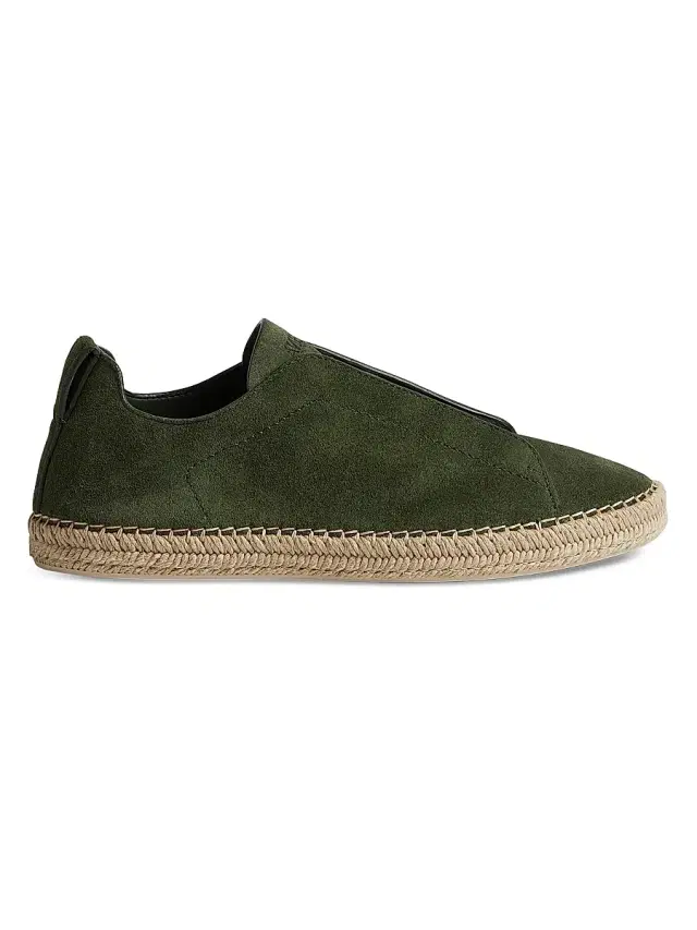 ZEGNA Men's Suede Triple Stitch Espadrilles Sneakers - Pine Green