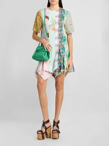 MOSCHINO Women's Patchwork Print Cotton Mini Dress - Size 4 | Thumbnail 2 MOSCHINO Women's Patchwork Print Cotton Mini Dress - Size 4 | Thumbnail 2