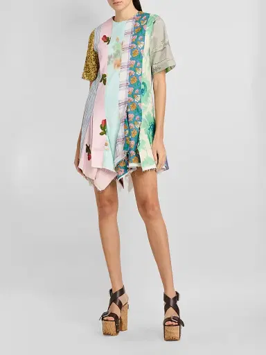 MOSCHINO Women's Patchwork Print Cotton Mini Dress - Size 4 | Thumbnail 4 MOSCHINO Women's Patchwork Print Cotton Mini Dress - Size 4 | Thumbnail 4