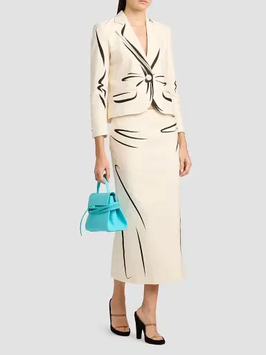 MOSCHINO Women's Trompe-L'oeil Tailored Cotton Jacket - Multi White | Thumbnail 2