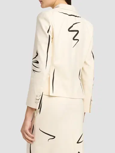 MOSCHINO Women's Trompe-L'oeil Tailored Cotton Jacket - Multi White | Thumbnail 3