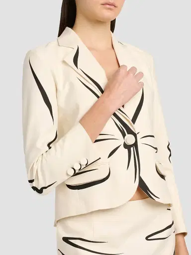 MOSCHINO Women's Trompe-L'oeil Tailored Cotton Jacket - Multi White | Thumbnail 5