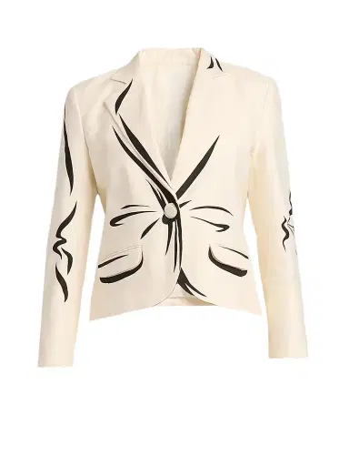 MOSCHINO Women's Trompe-L'oeil Tailored Cotton Jacket - Multi White | Thumbnail 1