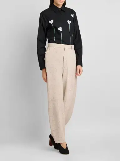 MOSCHINO Women's Tweed Tapered-Leg Trousers - Multi Beige | Thumbnail 2