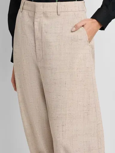 MOSCHINO Women's Tweed Tapered-Leg Trousers - Multi Beige | Thumbnail 5