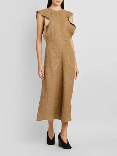 MOSCHINO Women's Straw Linen Midi Dress | Thumbnail 2 MOSCHINO Women's Straw Linen Midi Dress | Thumbnail 2